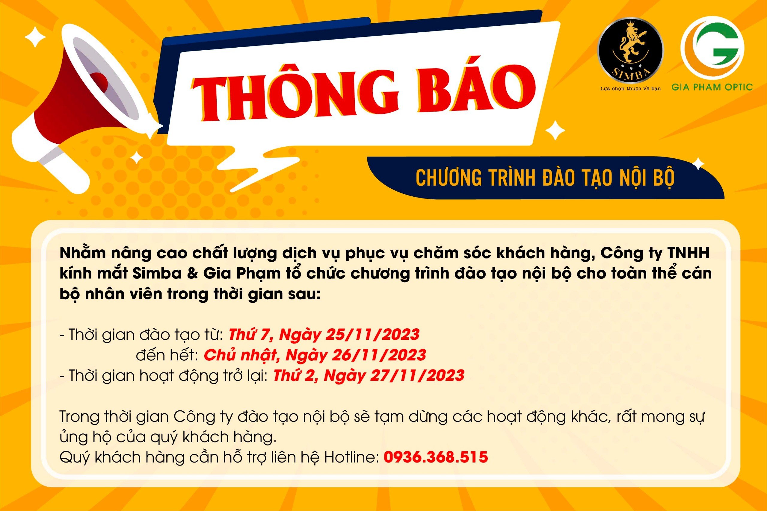 Kính mắt Simba và Gia Phạm tổ chức đào tạo nội bộ